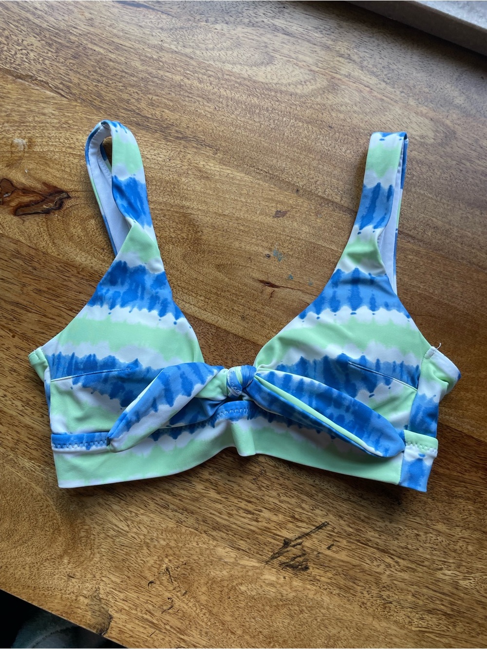 aerie Blue & Green Tie-Dye Knot Bikini top